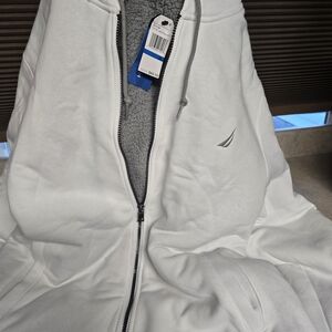 Hooded Sweatshirt Nautica Essentials Linearautica White Hoodie with Gray Lining
